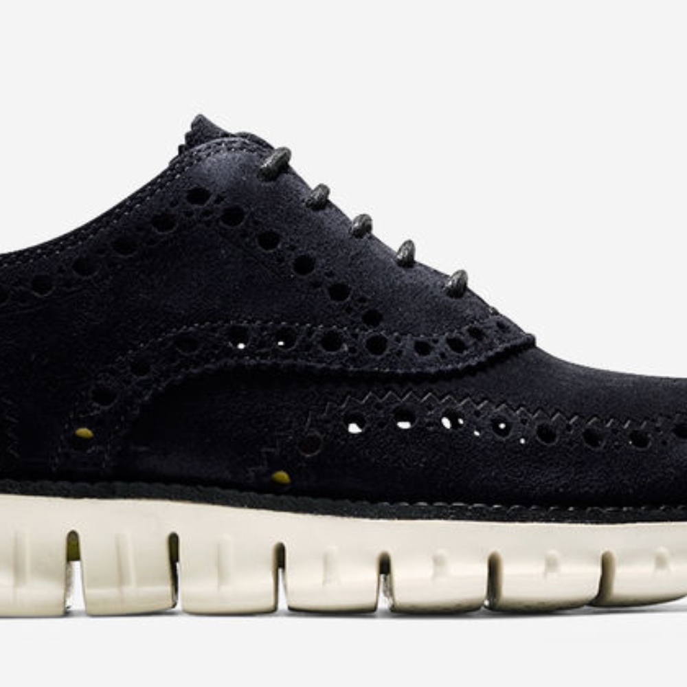 Men's ZERØGRAND Wingtip Oxford - Black Suede M10